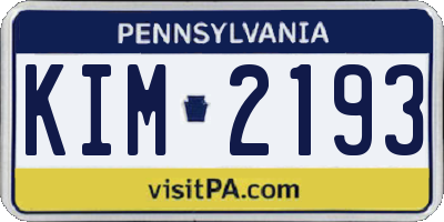 PA license plate KIM2193