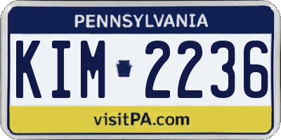 PA license plate KIM2236