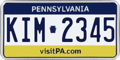 PA license plate KIM2345