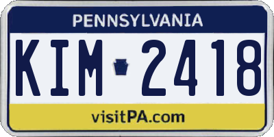 PA license plate KIM2418