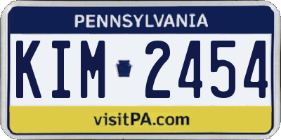 PA license plate KIM2454