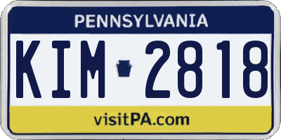 PA license plate KIM2818