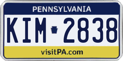 PA license plate KIM2838