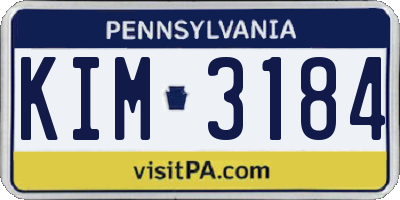 PA license plate KIM3184