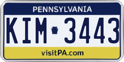 PA license plate KIM3443