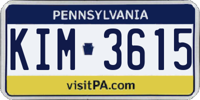 PA license plate KIM3615