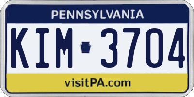 PA license plate KIM3704