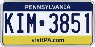 PA license plate KIM3851