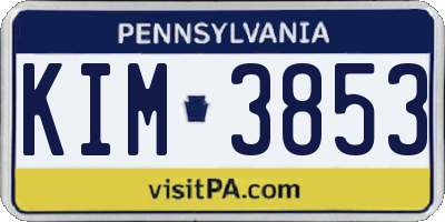 PA license plate KIM3853