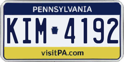 PA license plate KIM4192