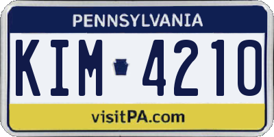 PA license plate KIM4210