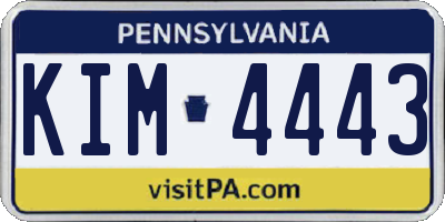 PA license plate KIM4443