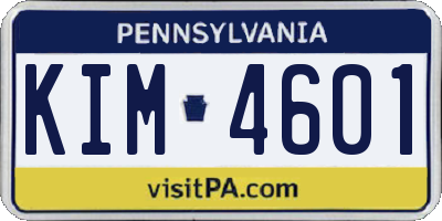 PA license plate KIM4601