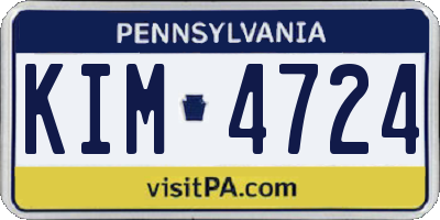 PA license plate KIM4724