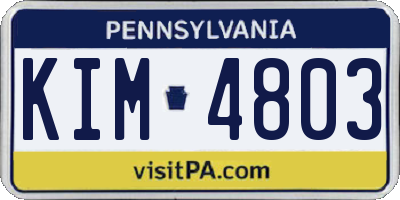PA license plate KIM4803