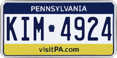 PA license plate KIM4924