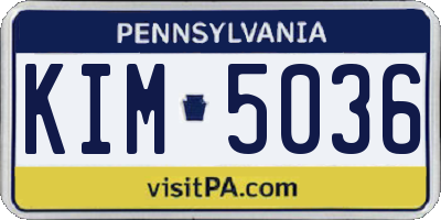 PA license plate KIM5036