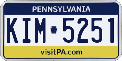 PA license plate KIM5251