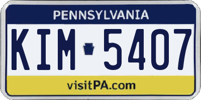 PA license plate KIM5407