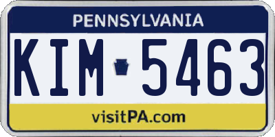 PA license plate KIM5463