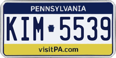 PA license plate KIM5539
