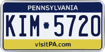PA license plate KIM5720