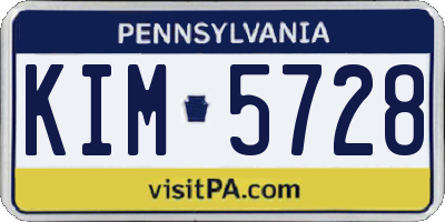 PA license plate KIM5728