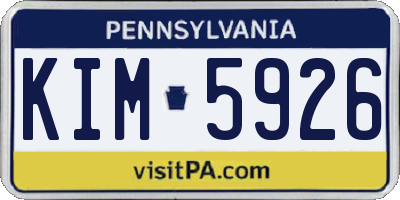 PA license plate KIM5926