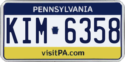 PA license plate KIM6358