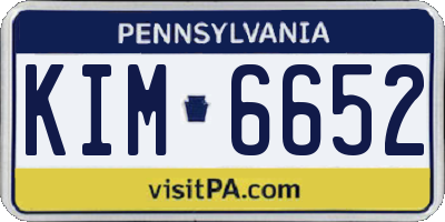 PA license plate KIM6652