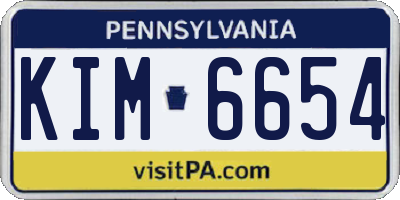 PA license plate KIM6654