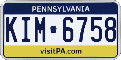 PA license plate KIM6758