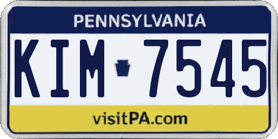 PA license plate KIM7545