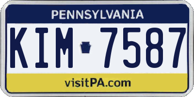 PA license plate KIM7587