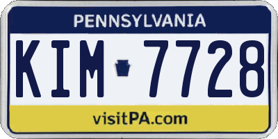 PA license plate KIM7728