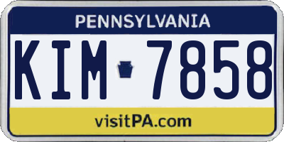PA license plate KIM7858