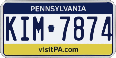 PA license plate KIM7874