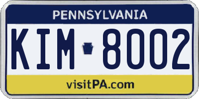 PA license plate KIM8002