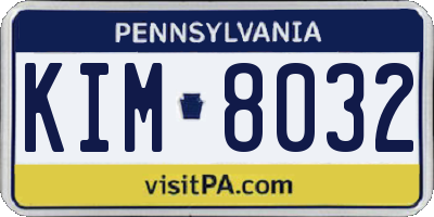 PA license plate KIM8032