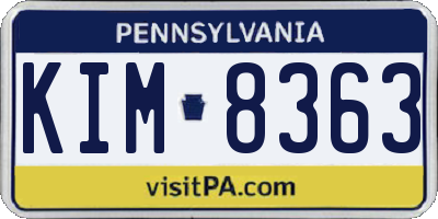 PA license plate KIM8363