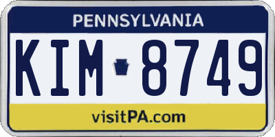 PA license plate KIM8749