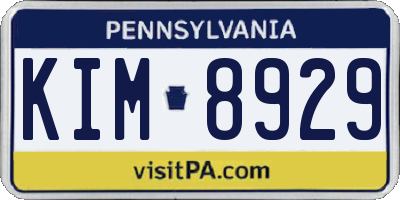 PA license plate KIM8929
