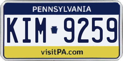 PA license plate KIM9259