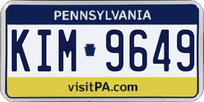 PA license plate KIM9649
