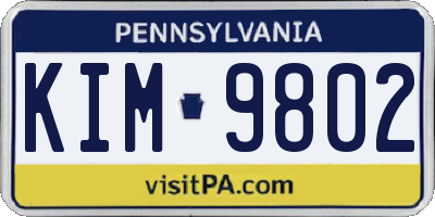 PA license plate KIM9802