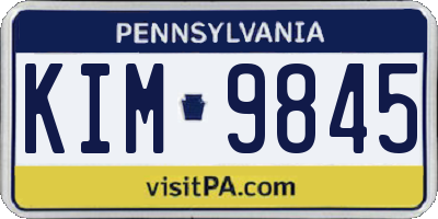 PA license plate KIM9845