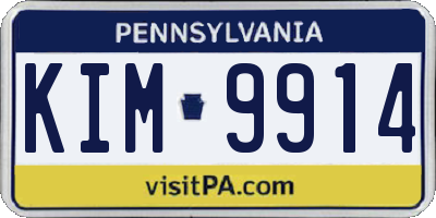 PA license plate KIM9914