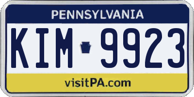 PA license plate KIM9923