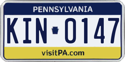 PA license plate KIN0147