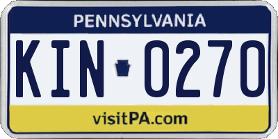 PA license plate KIN0270